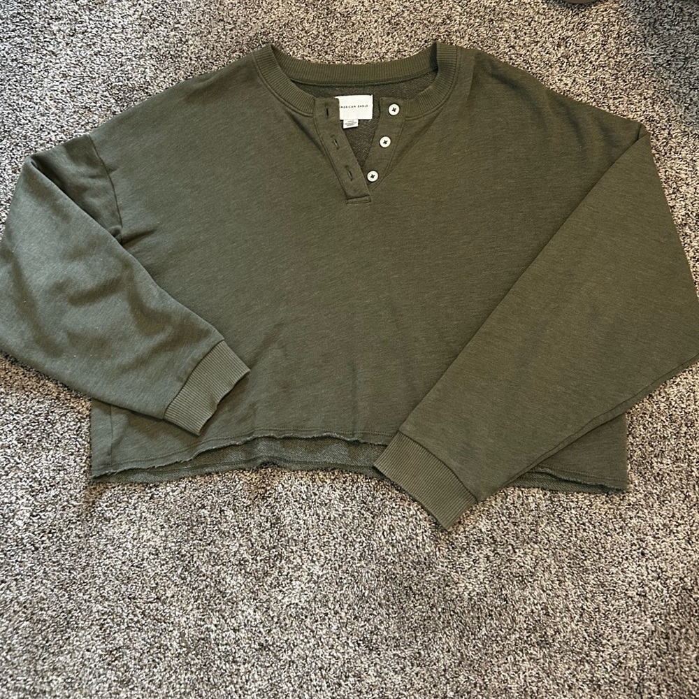American Eagle Outfitters Women’s Forest Green Crewneck Sweater